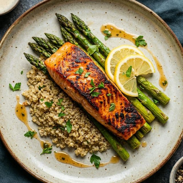 Grilled Salmon & Asparagus Recipe: Grilled Salmon & Asparagus – Dinner, Medium
